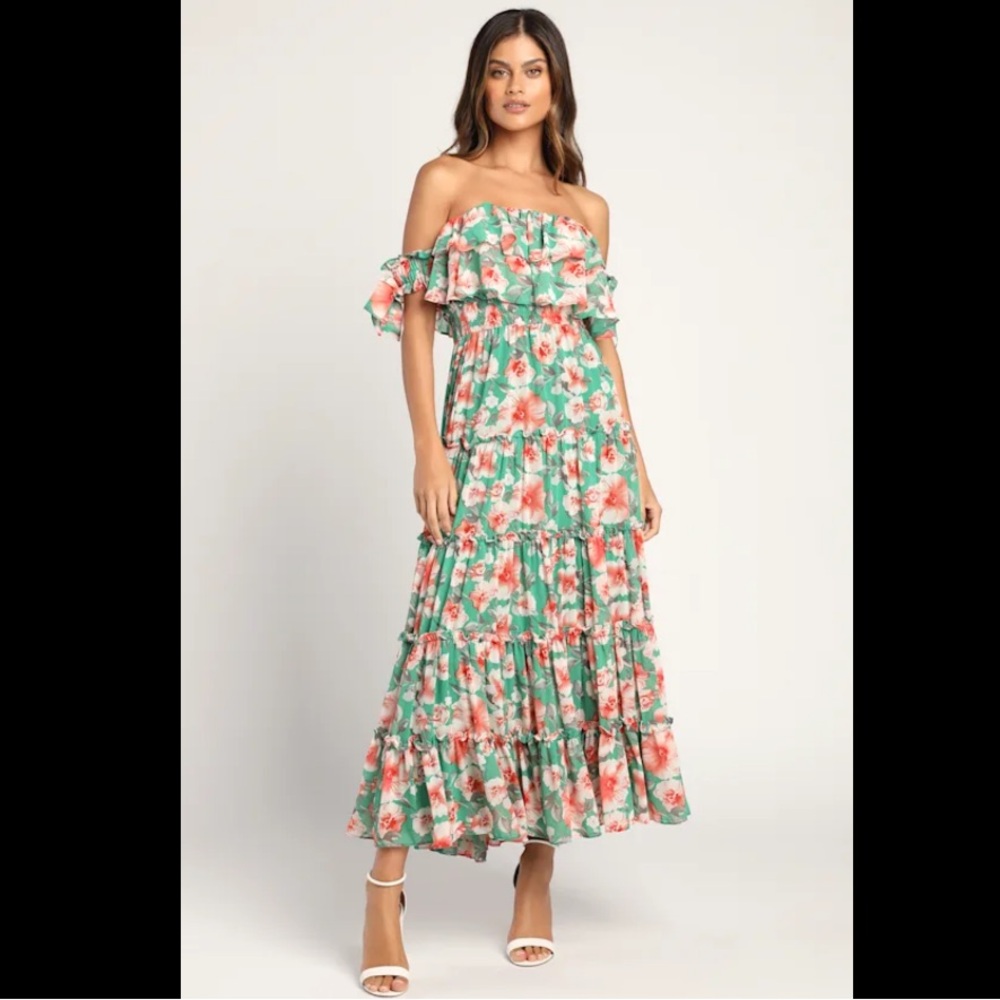 Lulus Chic Floral Ruffle Maxi Dress - NWT - XL